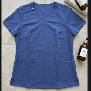 HALARA Women's Medical V-Neck Scrub Top in Navy Blue Stretch Comfort Size XL